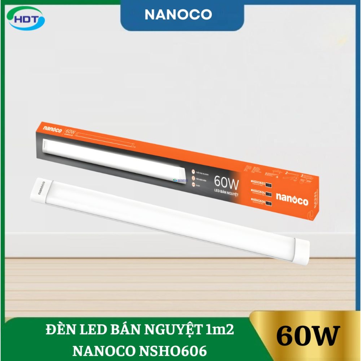Đèn Led Bán Nguyệt 1m2 60W Nanoco NSHO606