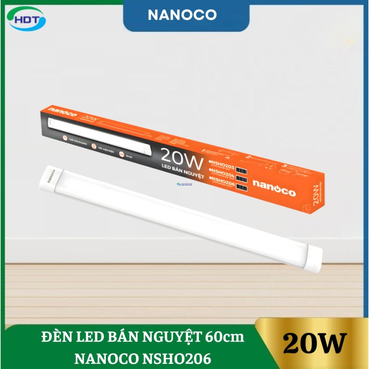Đèn Led Bán Nguyệt 60cm 20W Nanoco NSHO206