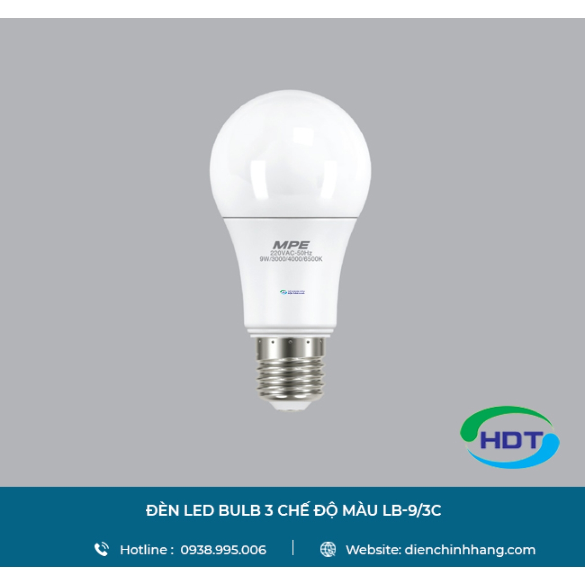 ĐÈN LED BULB MPE 3 CHẾ ĐỘ MÀU LB-9/3C