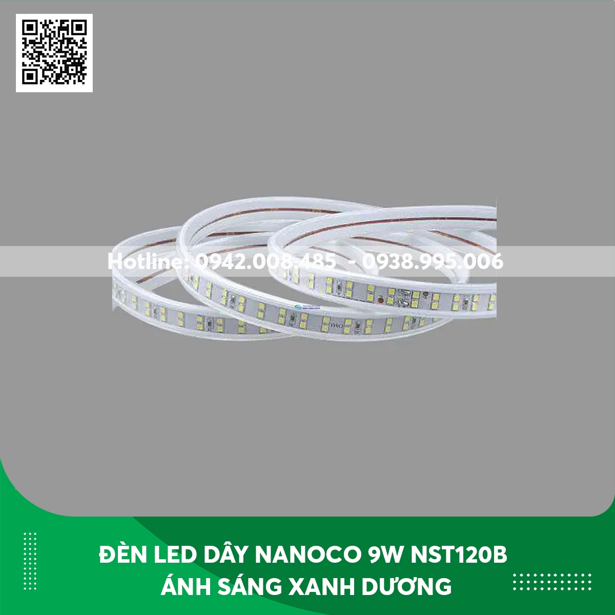 Đèn led dây ngoài trời Nanoco 9w NST120B ánh sáng xanh dương