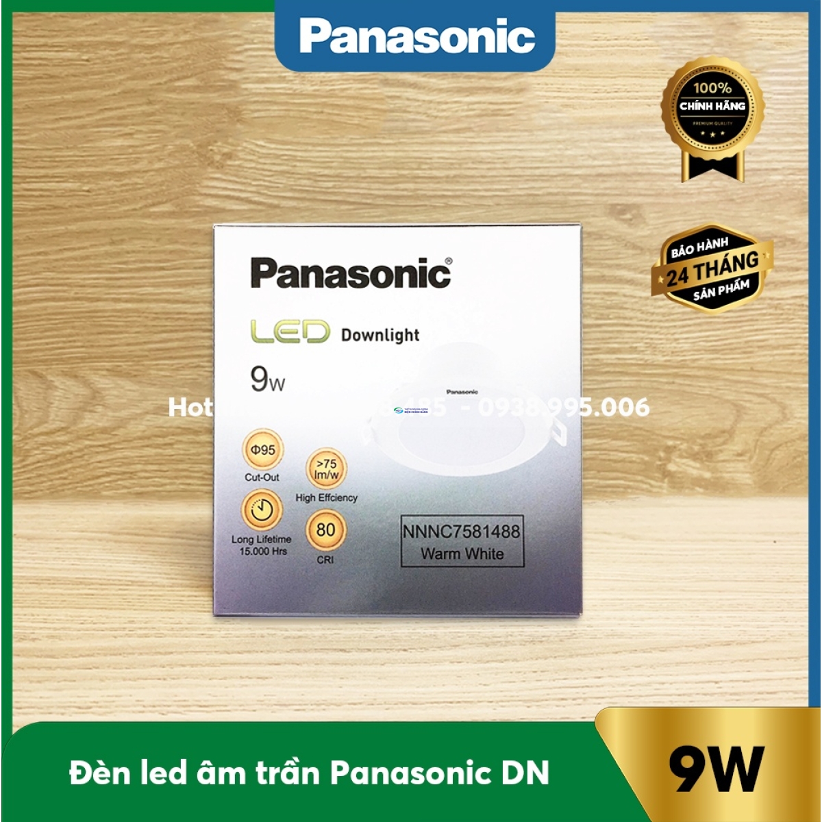 Đèn Led Downlight DN 9W Panasonic NNNC7581488 ánh sáng vàng
