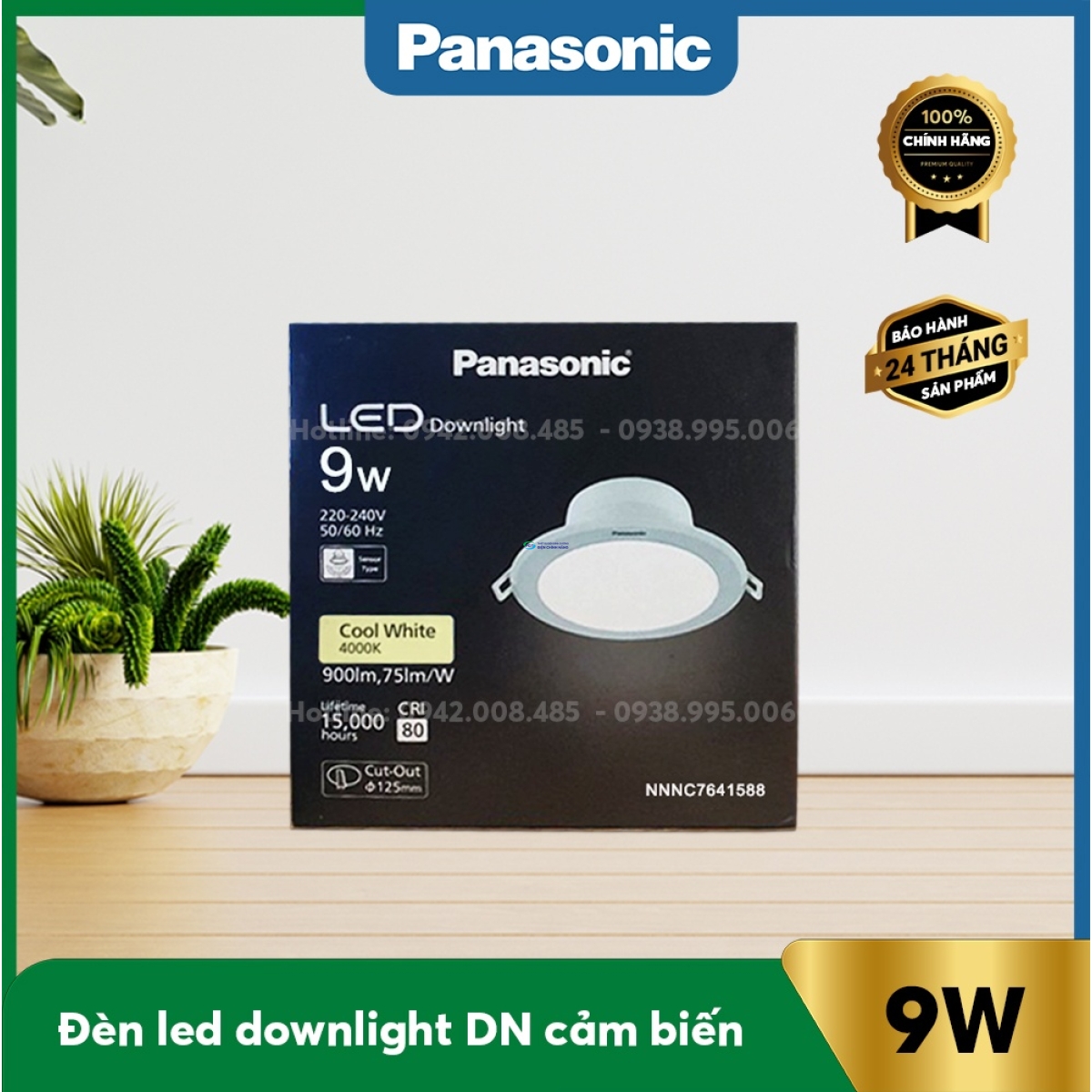 Đèn Led Downlight DN cảm biến 9W Panasonic NNNC7641588 ánh sáng trung tính