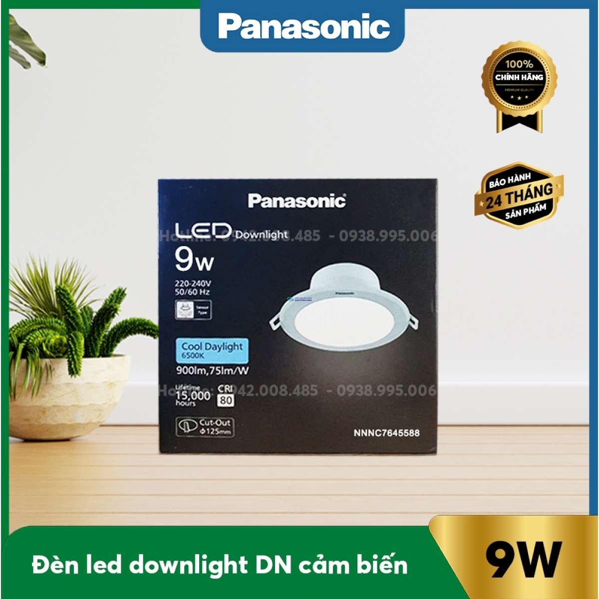 Đèn Led Downlight DN cảm biến 9W Panasonic NNNC7645588 ánh sáng trắng