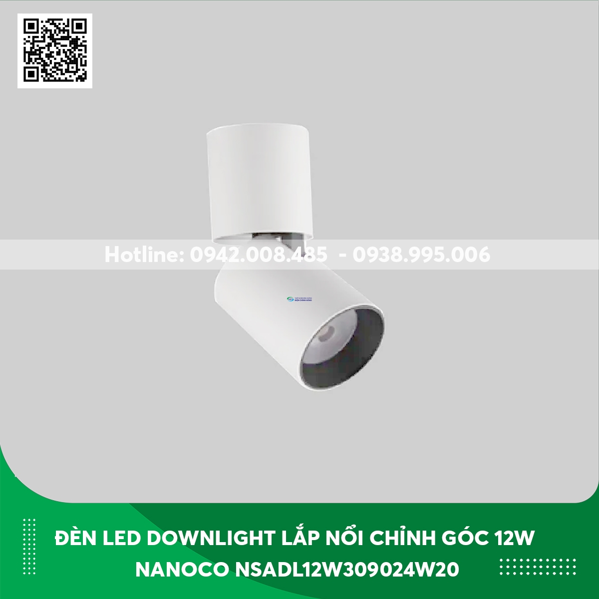 Đèn led Downlight lắp nổi chỉnh góc 12w Nanoco NSADL12W309024W20 màu đen ánh sáng vàng