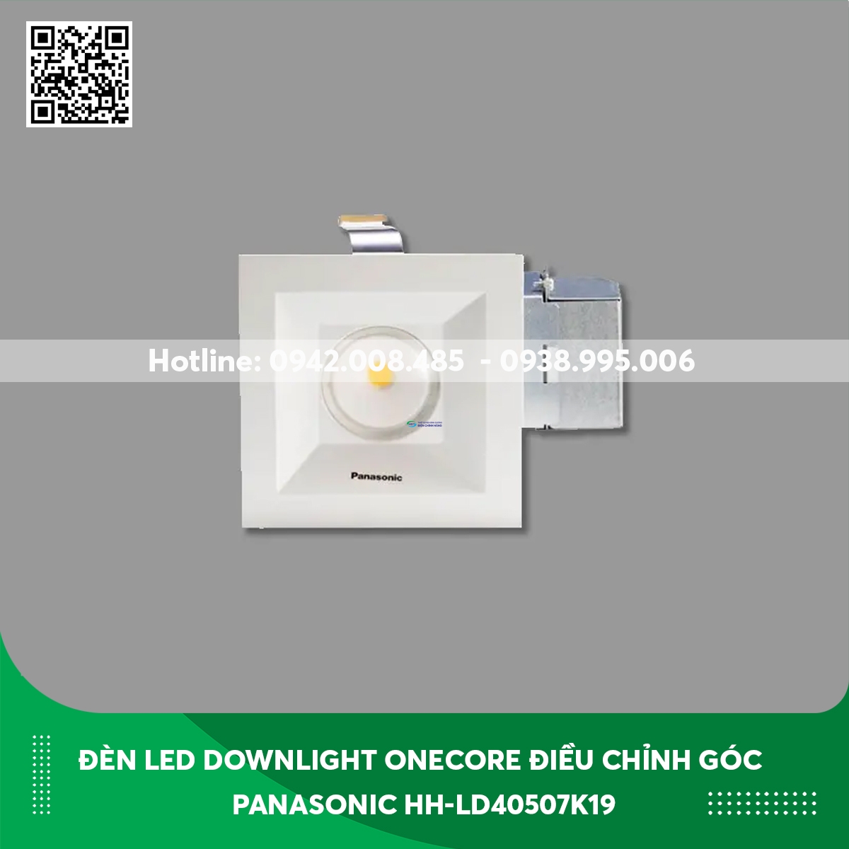 Đèn Led Downlight Onecore điều chỉnh góc loại vuông Panasonic HH-LD40507K19 ánh sáng vàng