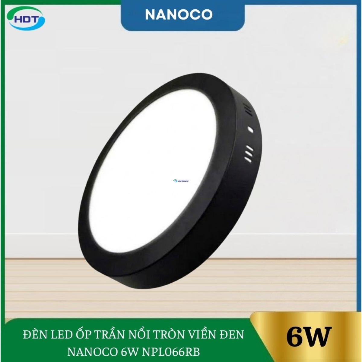 Đèn Led Ốp Trần Nổi Tròn Viền Đen Nanoco 6W NPL066RB