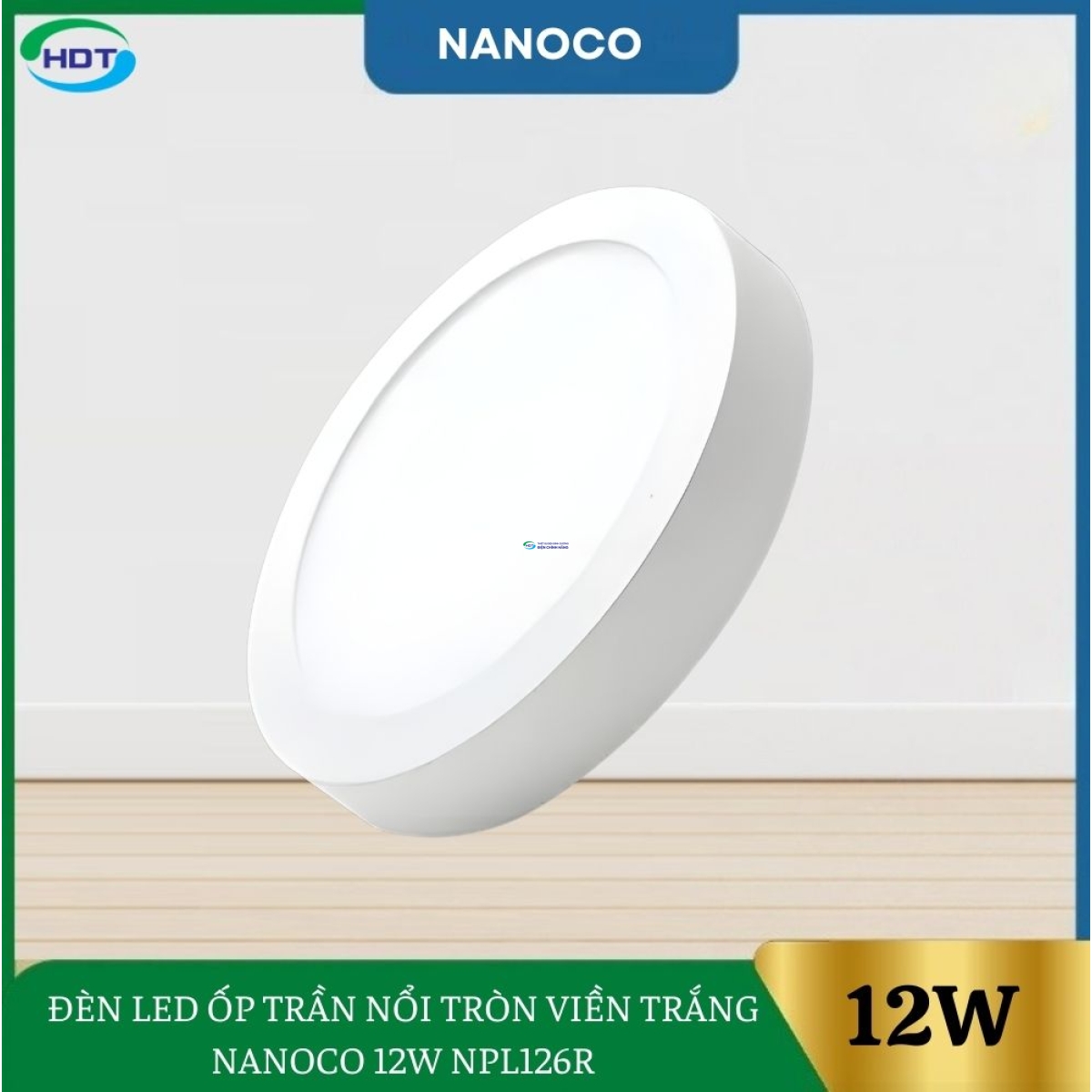Đèn Led Ốp Trần Nổi Tròn Viền Trắng Nanoco 12W NPL126R