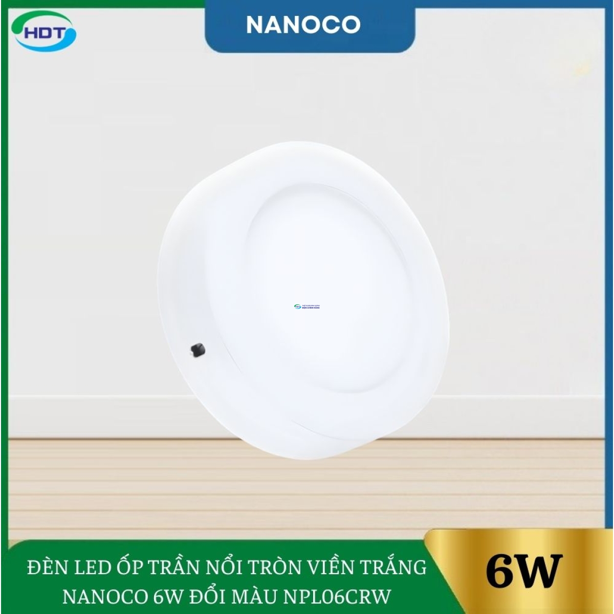 Đèn Led Ốp Trần Nổi Tròn Viền Trắng Nanoco 6W Đổi Màu NPL06CRW