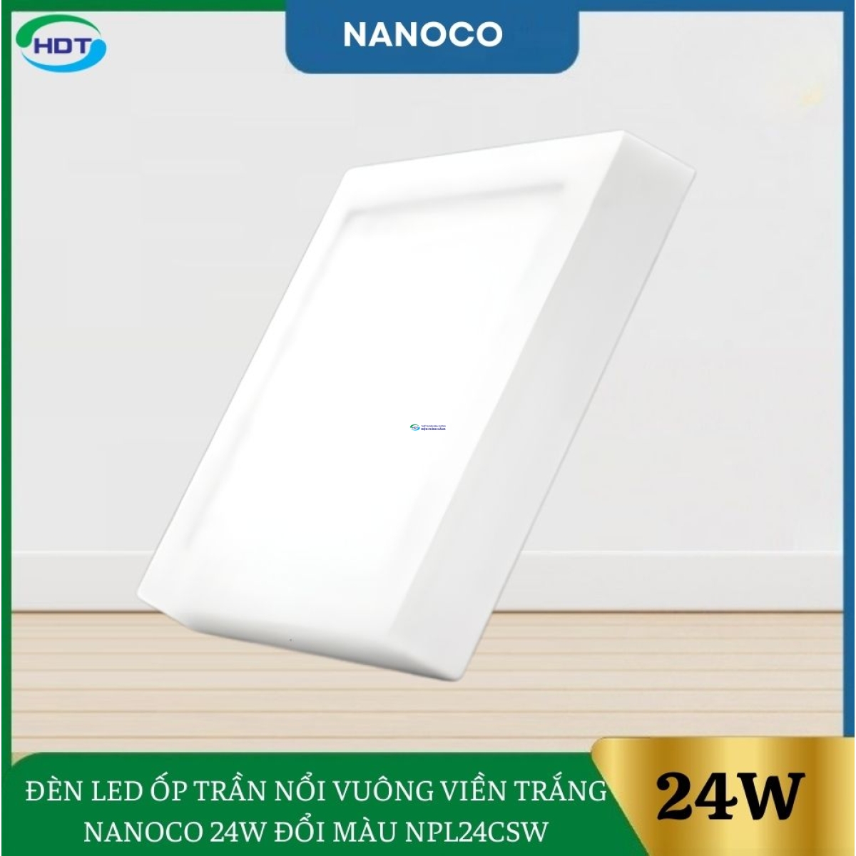 Đèn Led Ốp Trần Nổi Vuông Viền Trắng Nanoco 24W Đổi Màu NPL24CSW