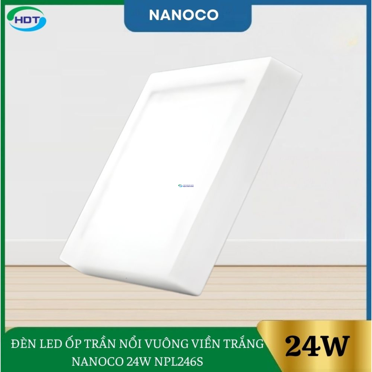 Đèn Led Ốp Trần Nổi Vuông Viền Trắng Nanoco 24W NPL246S