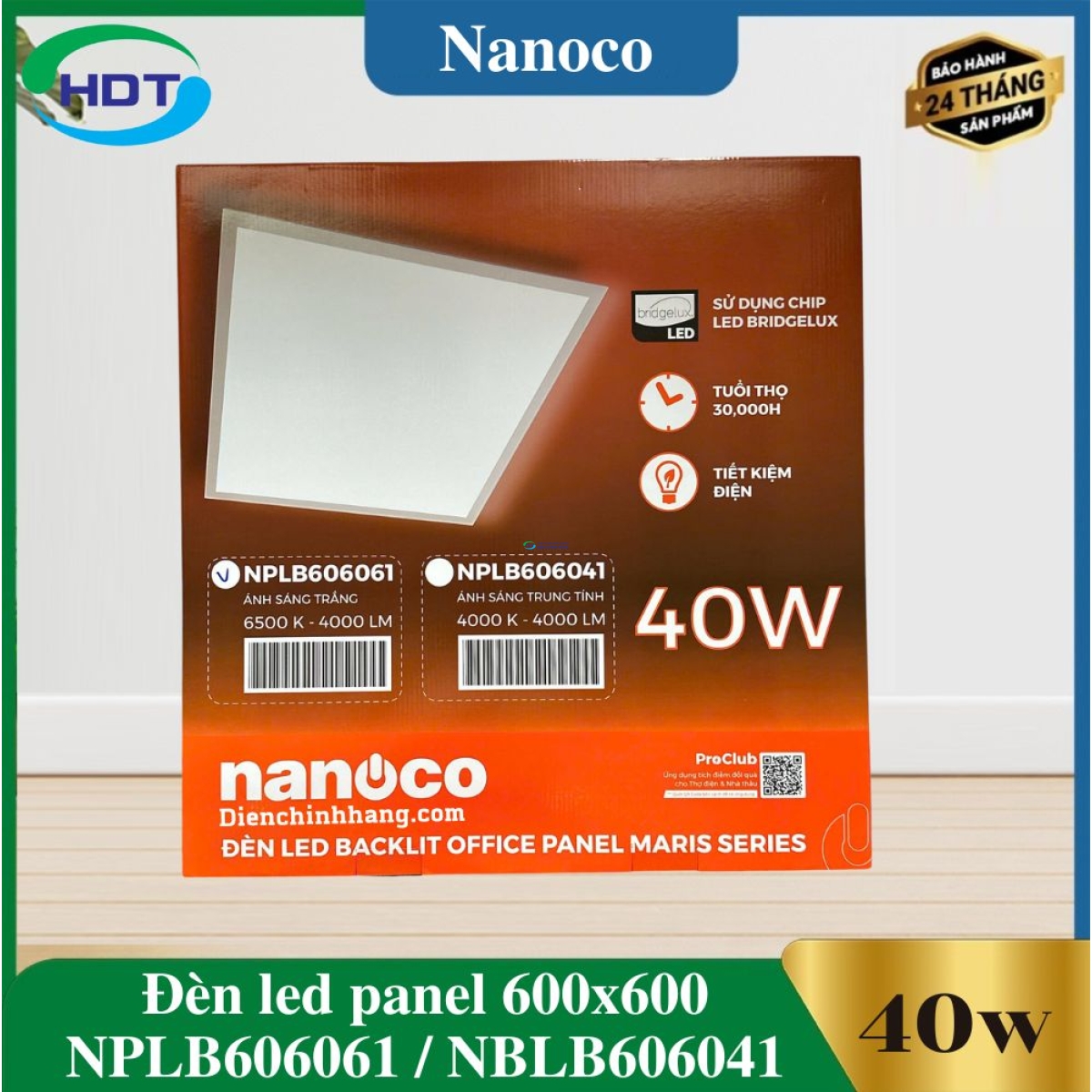 Đèn led panel 600x600 Nanoco 40w NPLB606061 / NPLB606041