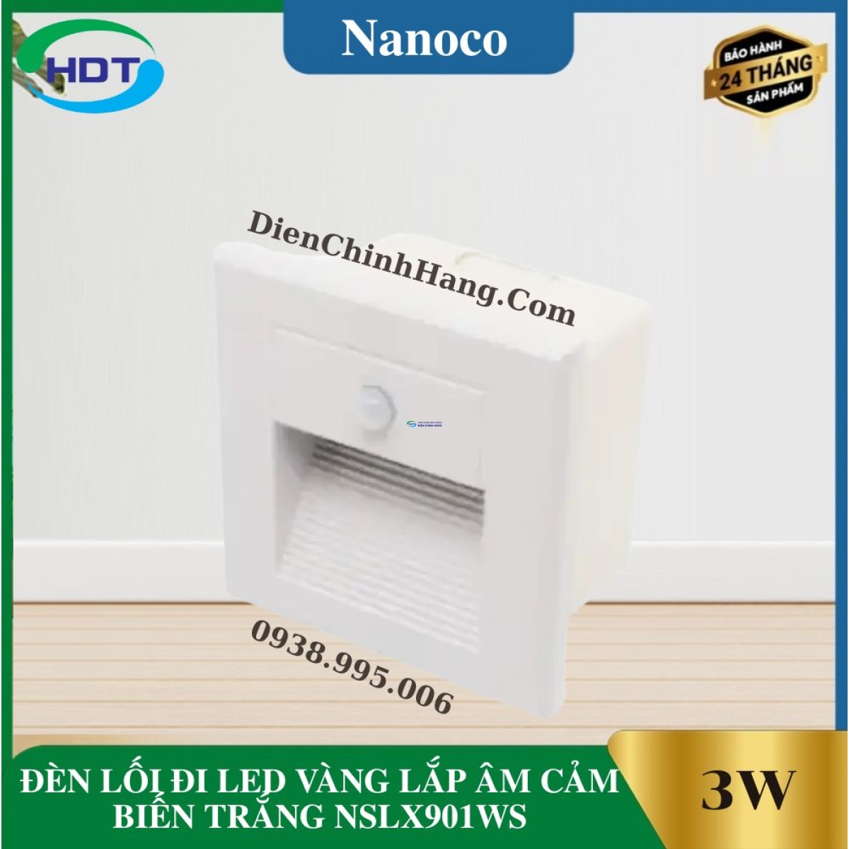 ĐÈN LỐI ĐI LED VÀNG LẮP ÂM CẢM BIẾN TRẮNG NSLX901WS