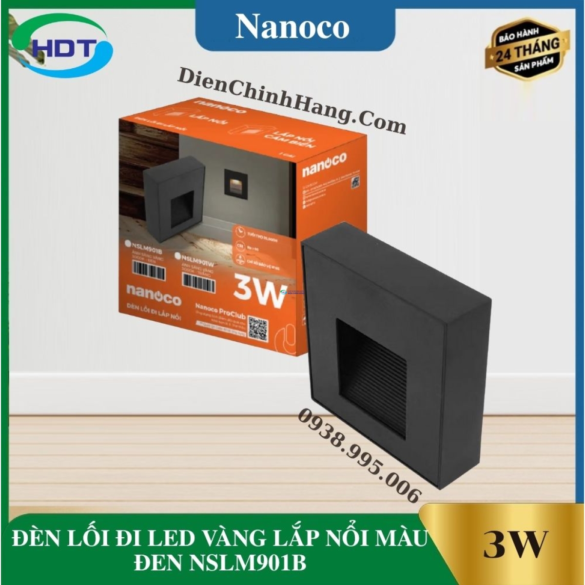 ĐÈN LỐI ĐI LED VÀNG LẮP NỔI MÀU ĐEN NSLM901B