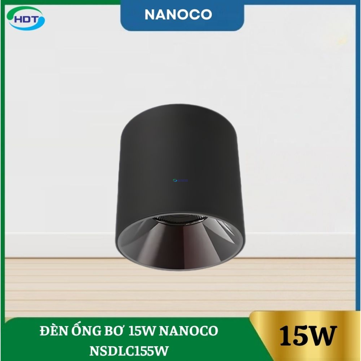 Đèn Ống Bơ 15W Nanoco Đen NSDLC155B