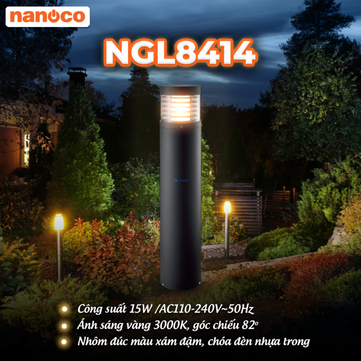 Đèn sân vườn trụ LED Nanoco 15W NGL8414