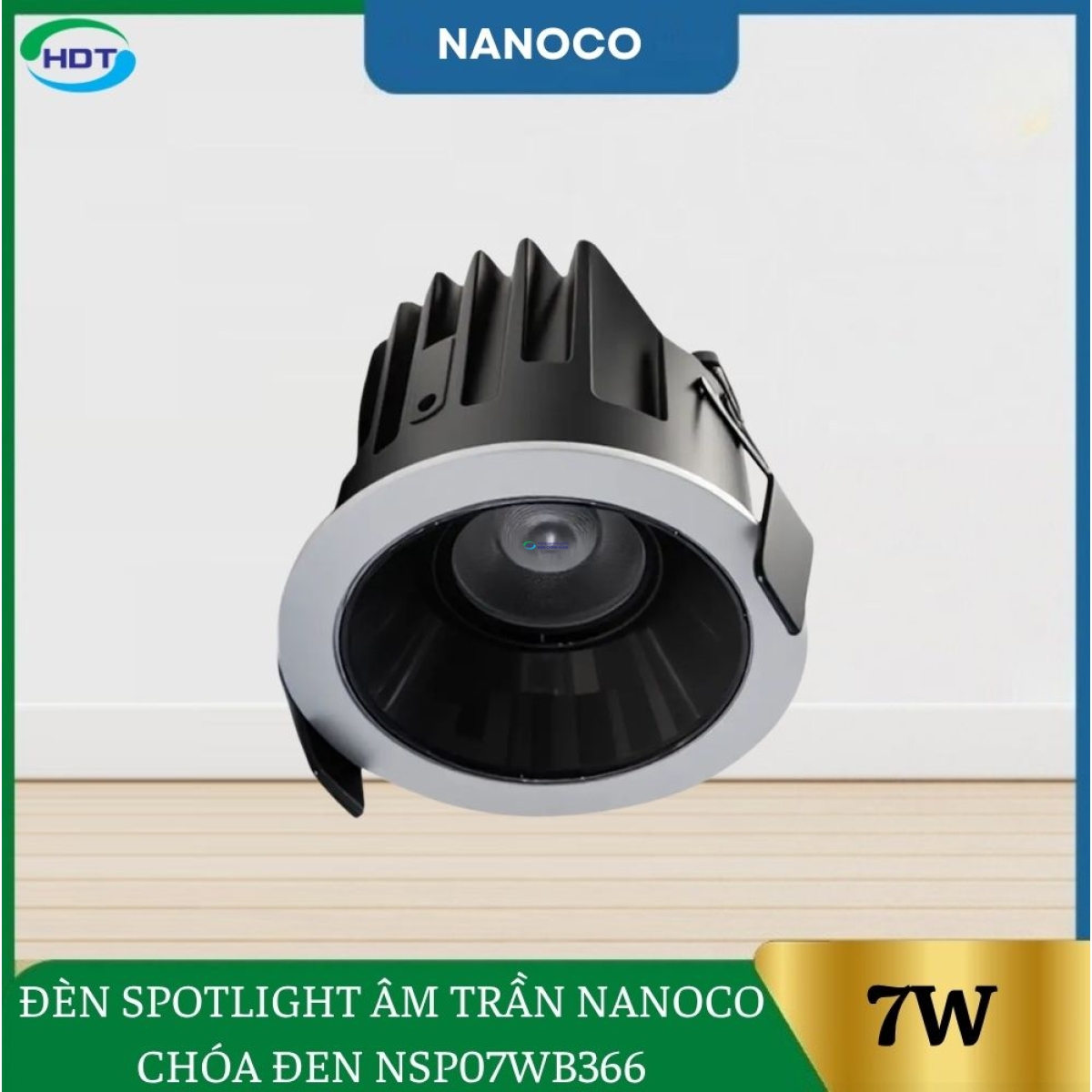 Đèn Spotlight Âm Trần Nanoco 7W Chóa Đen NSP07WB366