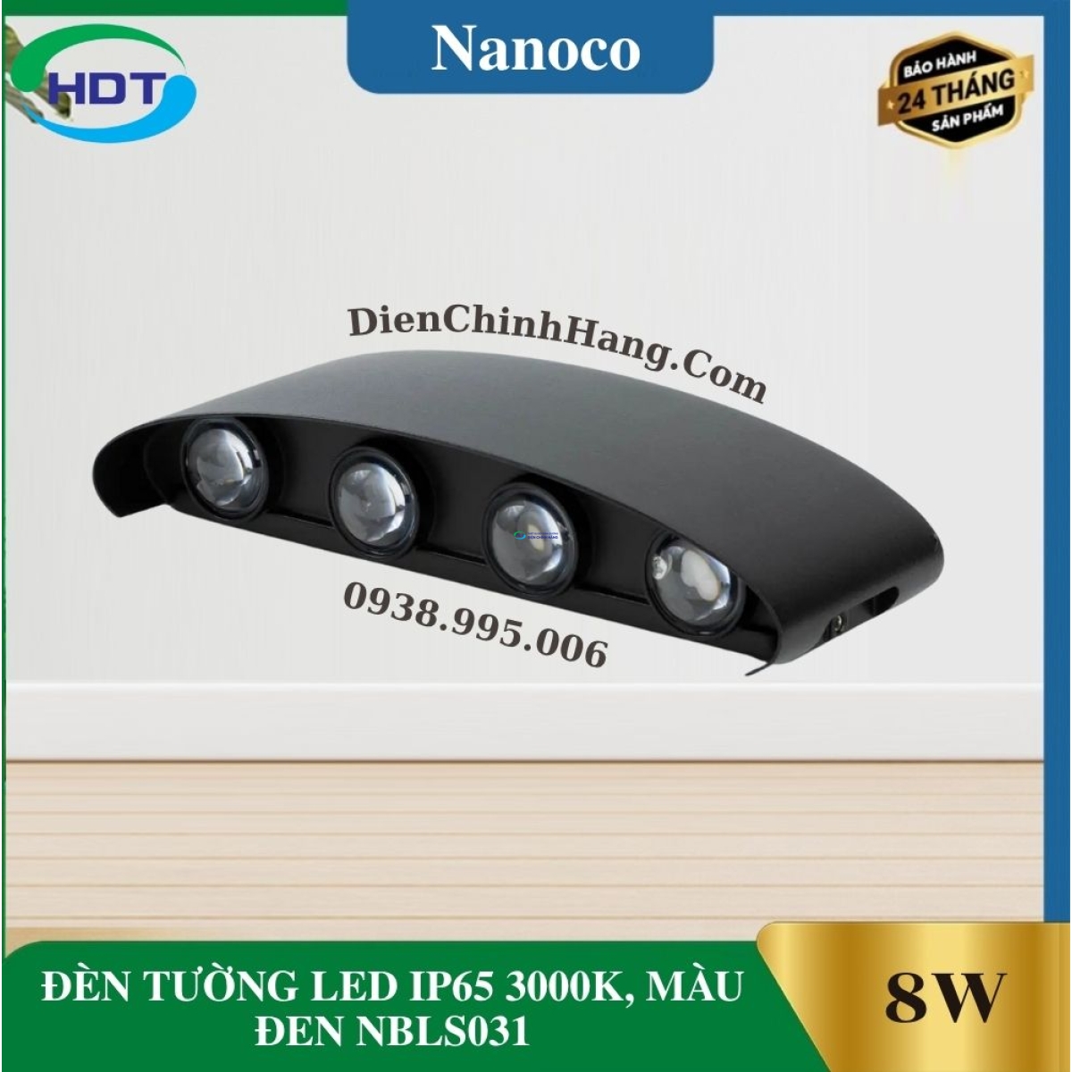 ĐÈN TƯỜNG LED IP65 3000K, MÀU ĐEN NBLS031