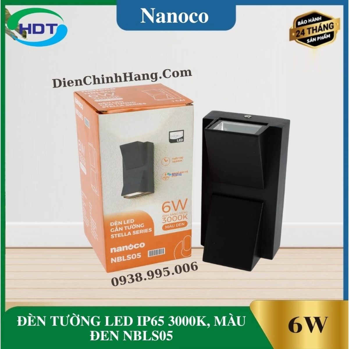 ĐÈN TƯỜNG LED IP65 3000K, MÀU ĐEN NBLS05