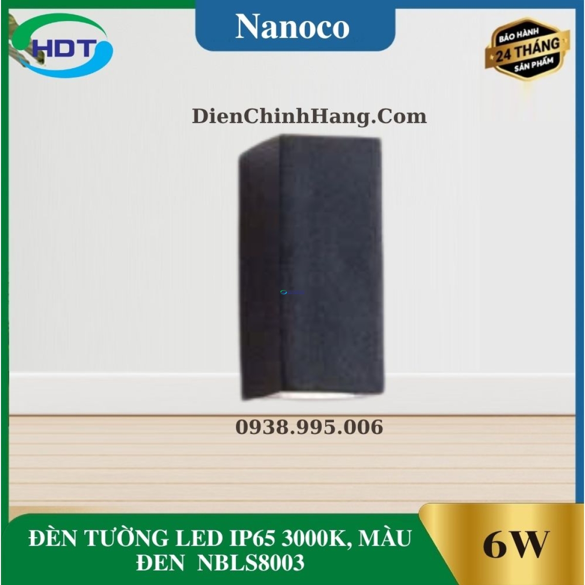 ĐÈN TƯỜNG LED IP65 3000K, MÀU ĐEN NBLS8003