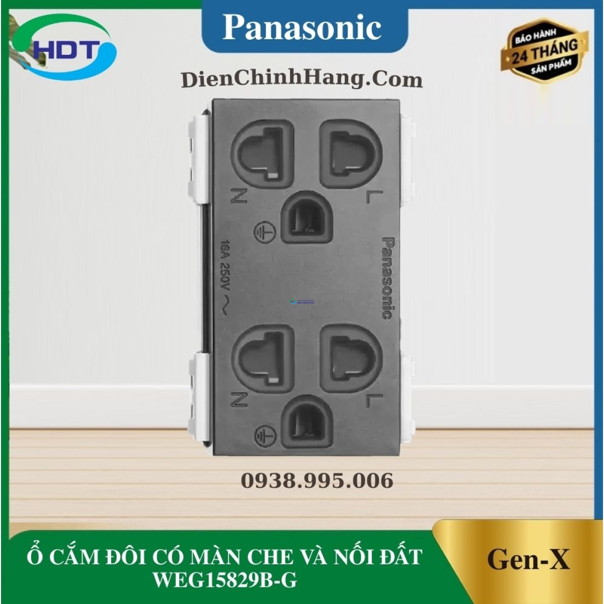 Gen X_Ổ đôi 3 chấu WEG15829B-G