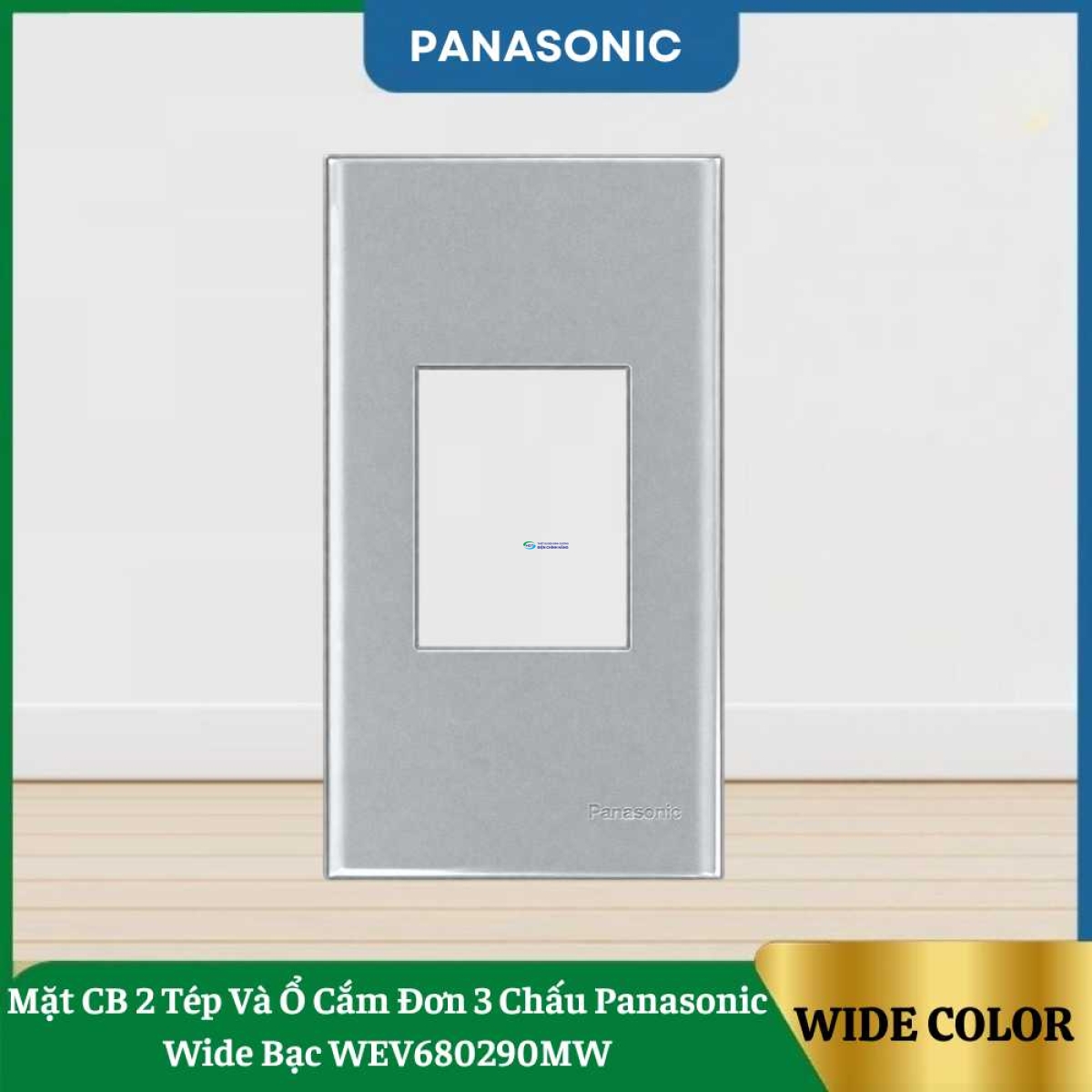 Mặt CB 2 Tép Và Ổ Cắm Đơn 3 Chấu Panasonic Wide Bạc WEV680290MW