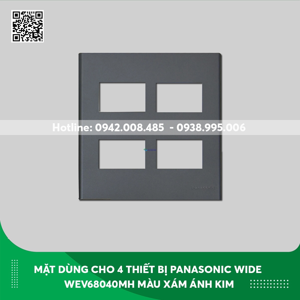 Mặt dùng cho 4 thiết bị Panasonic Wide WEV68040MH màu xám ánh kim