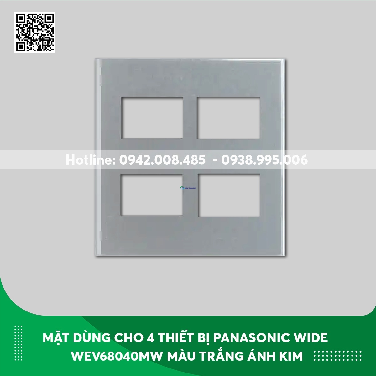 Mặt dùng cho 4 thiết bị Panasonic Wide WEV68040MW màu trắng ánh kim