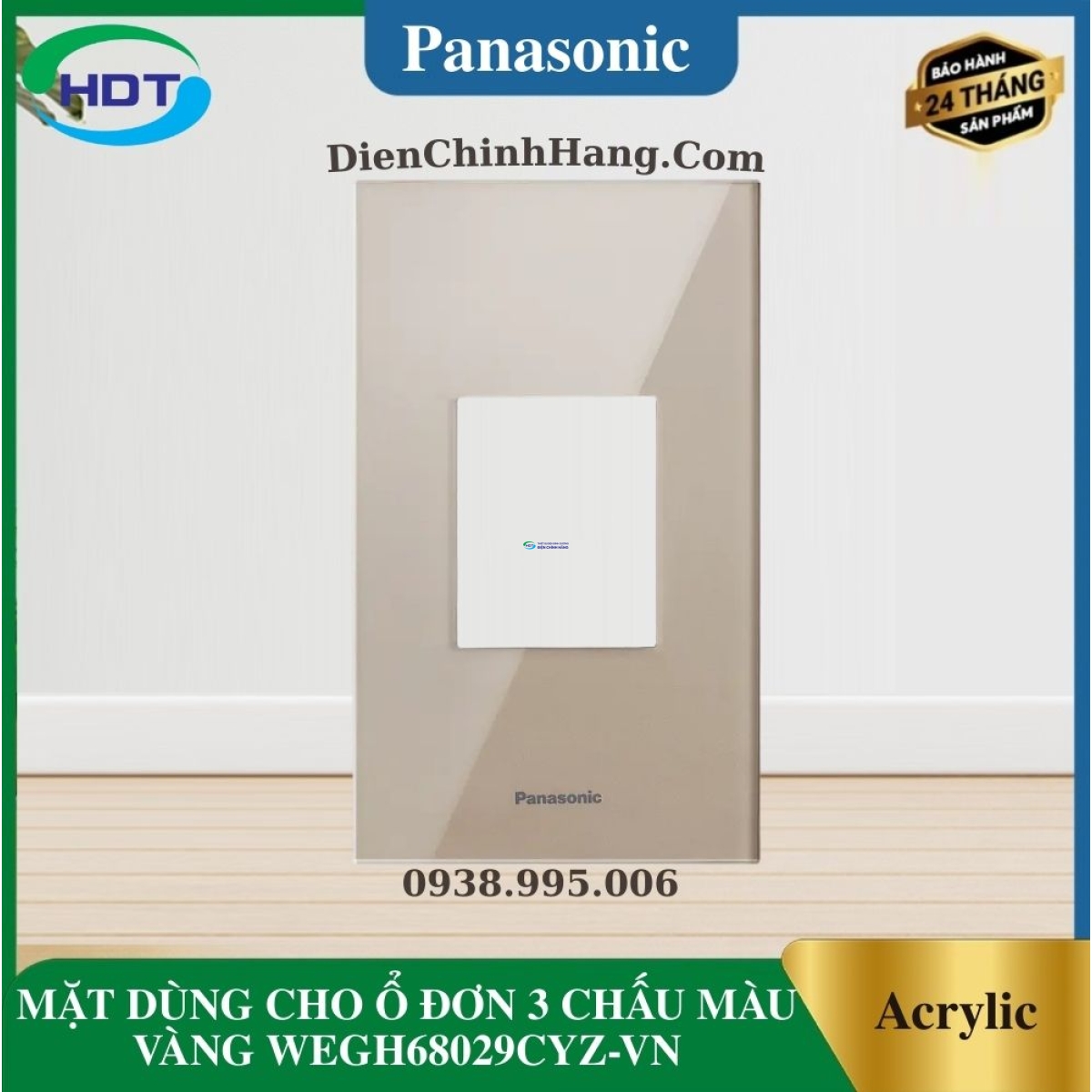 MẶT DÙNG CHO Ổ CẮM ĐƠN 3 CHẤU MÀU VÀNG WEGH68029CYZ-VN