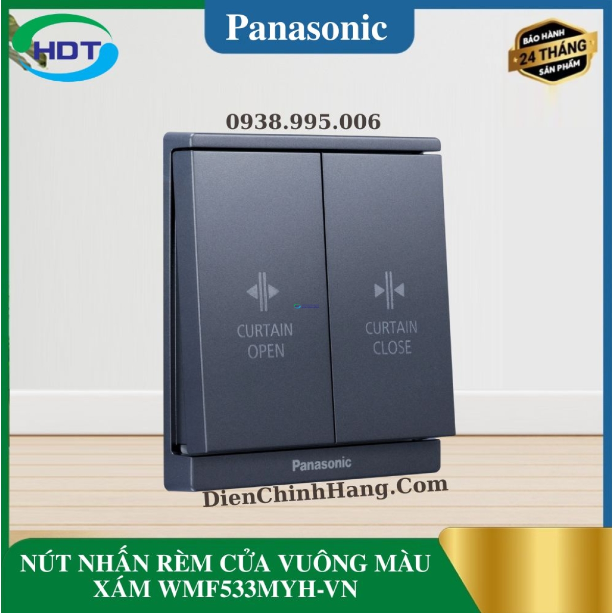 NÚT NHẤN RÈM CỬA VUÔNG MÀU XÁM WMF533MYH-VN