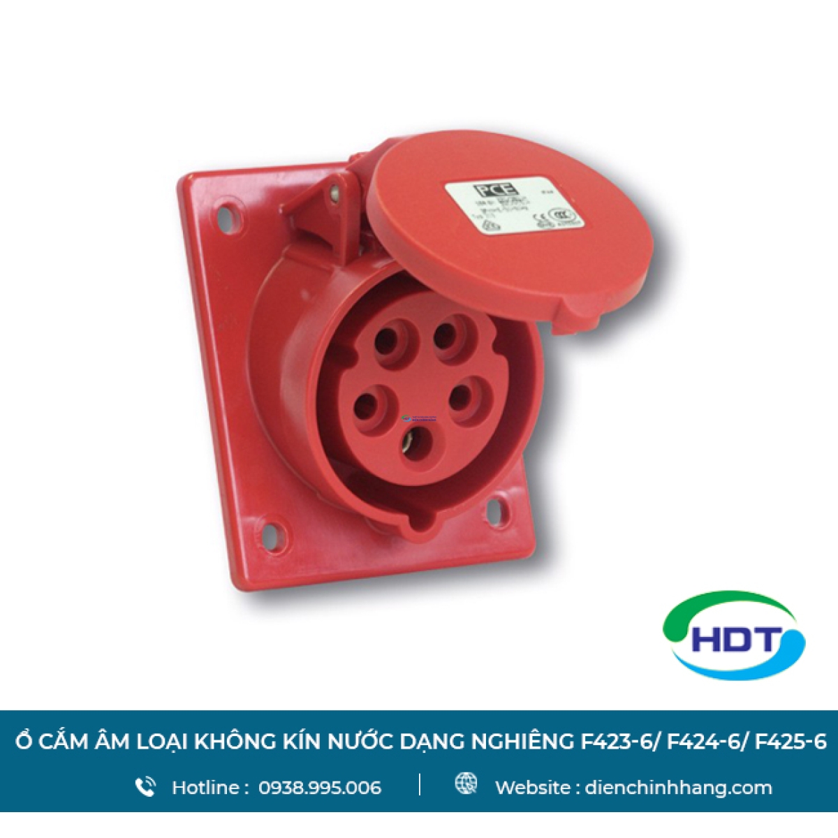 Ổ cắm âm loại không kín nước dạng nghiêng PCE F423-6