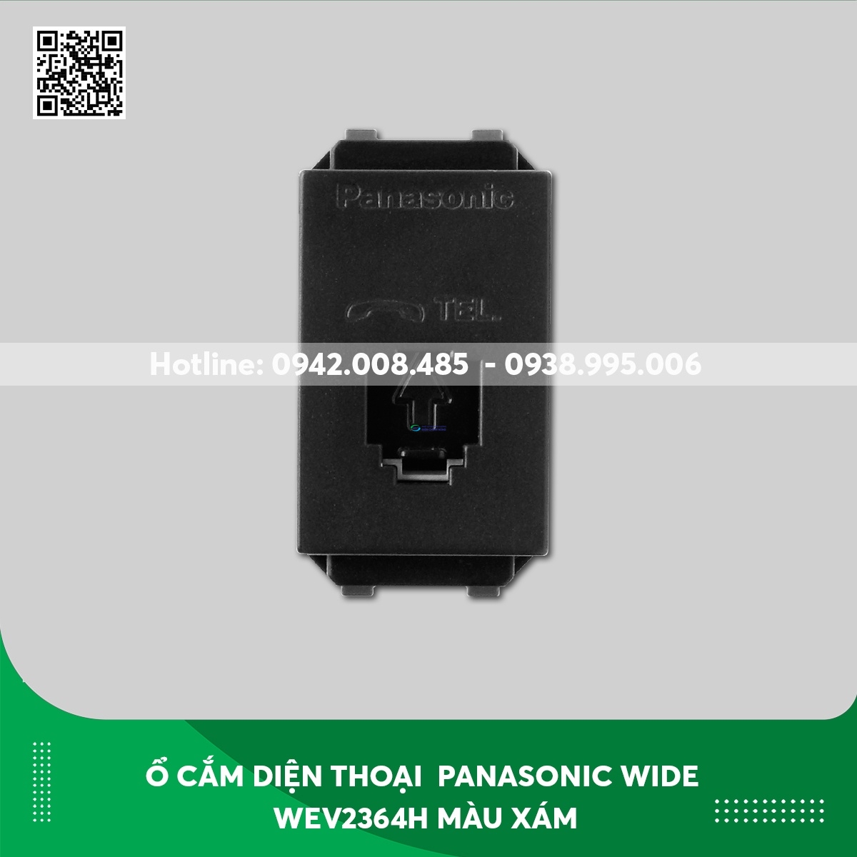 Ổ cắm diện thoại 4 cực Panasonic dòng Wide WEV2364H màu xám