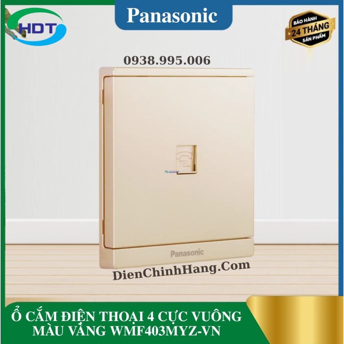 Ổ CẮM ĐIỆN THOẠI 4 CỰC VUÔNG MÀU VÀNG WMF403MYZ-VN