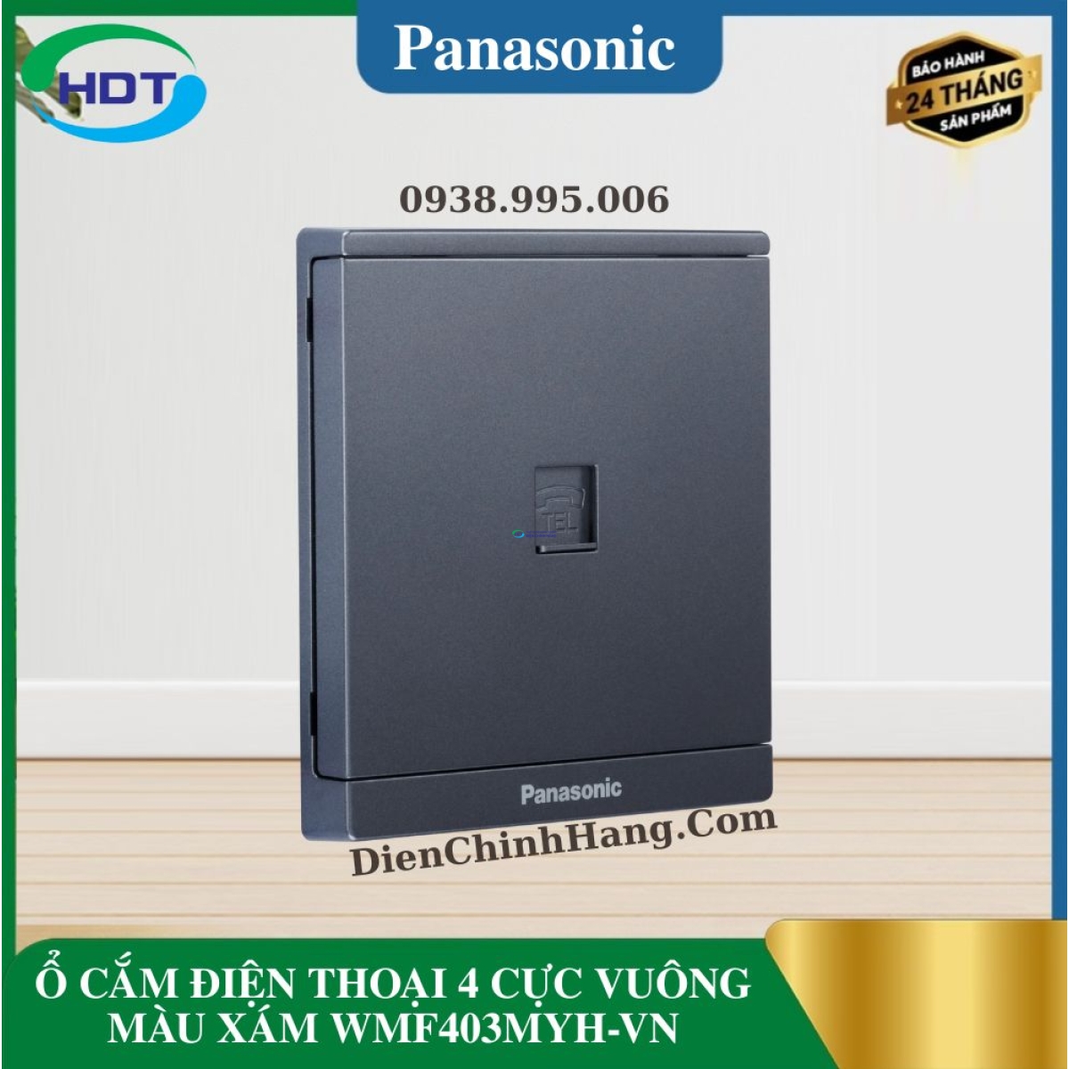 Ổ CẮM ĐIỆN THOẠI 4 CỰC VUÔNG MÀU XÁM WMF403MYH-VN