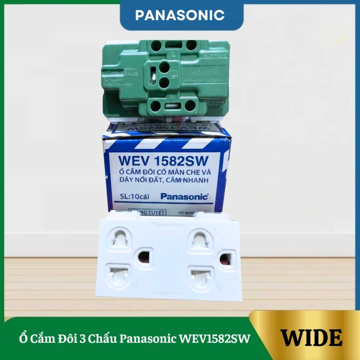 Ổ Cắm Đôi 3 Chấu Panasonic WEV1582SW