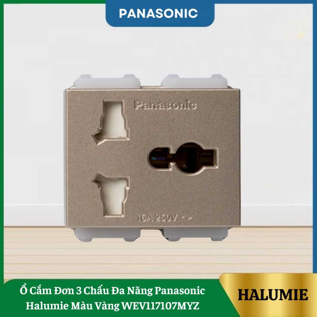 Ổ Cắm Đơn 3 Chấu Đa Năng Panasonic Halumie Màu Vàng WEV117107MYZ