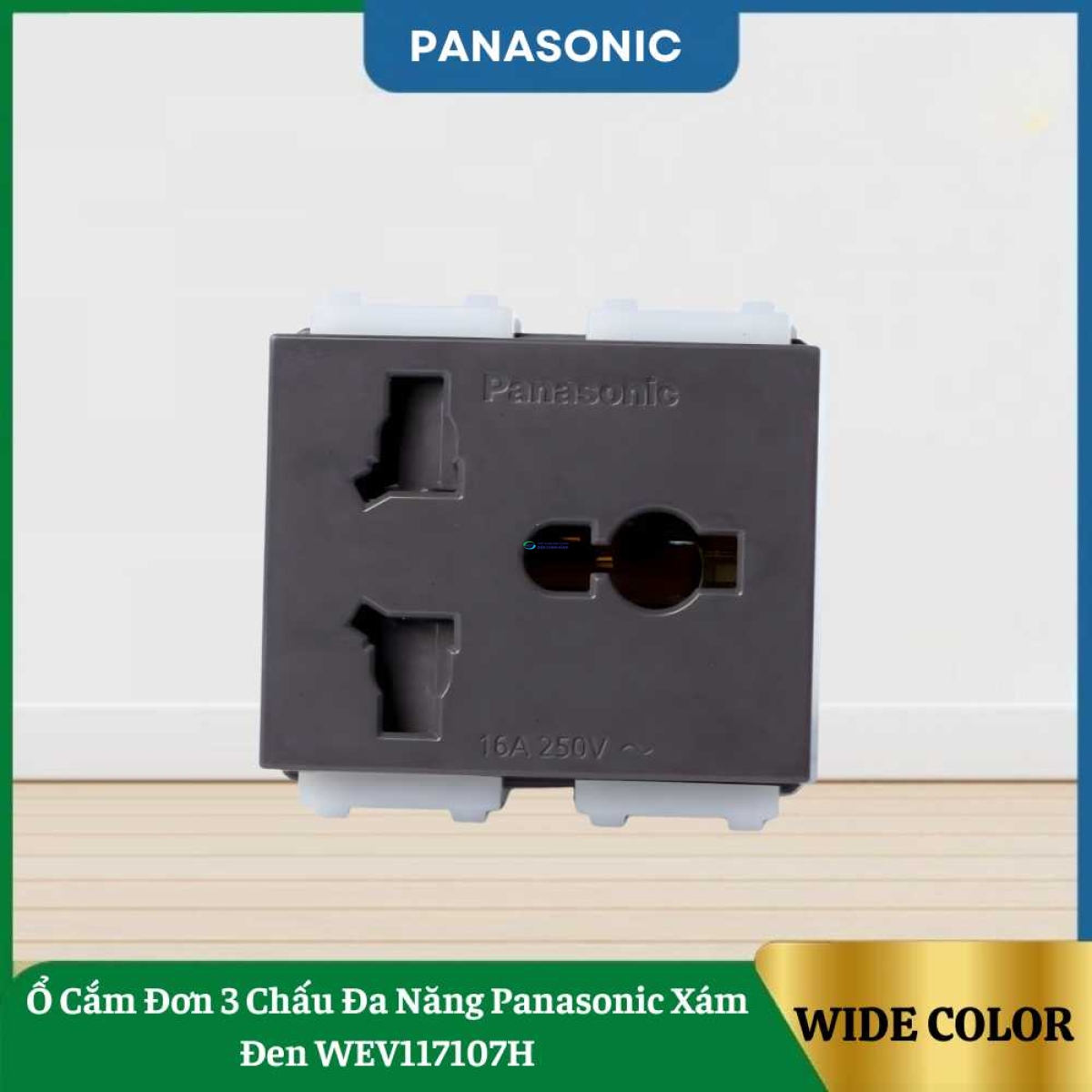 Ổ Cắm Đơn 3 Chấu Đa Năng Panasonic Xám Đen WEV117107H