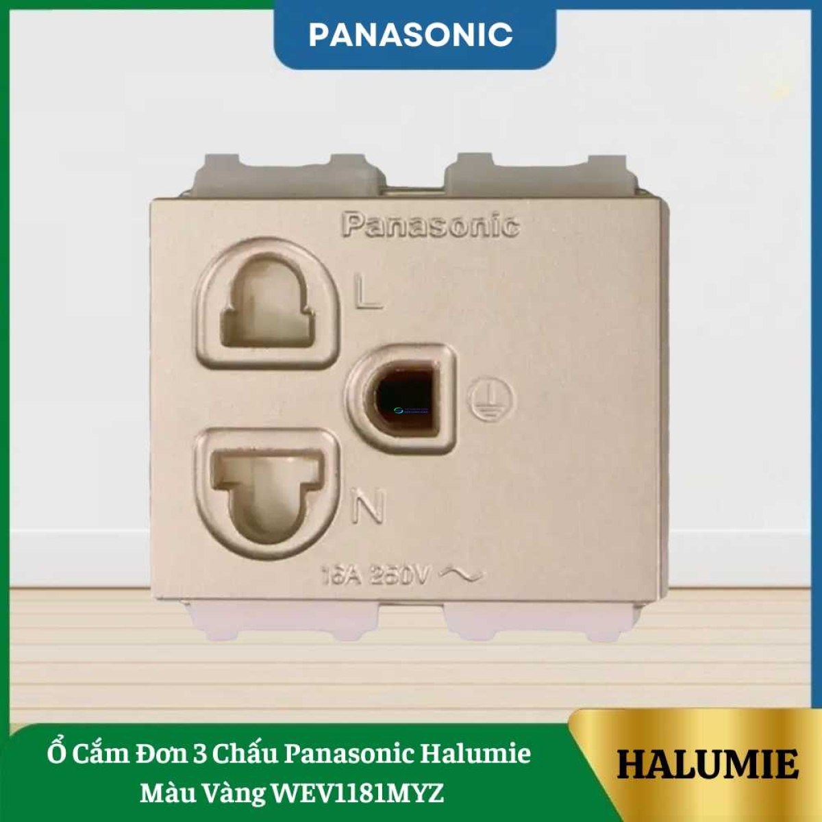 Ổ Cắm Đơn 3 Chấu Panasonic Halumie Màu Vàng WEV1181MYZ
