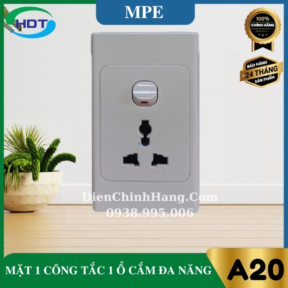 Ổ cắm đơn đa năng 16A + 1 lỗ MPE A20USMXN