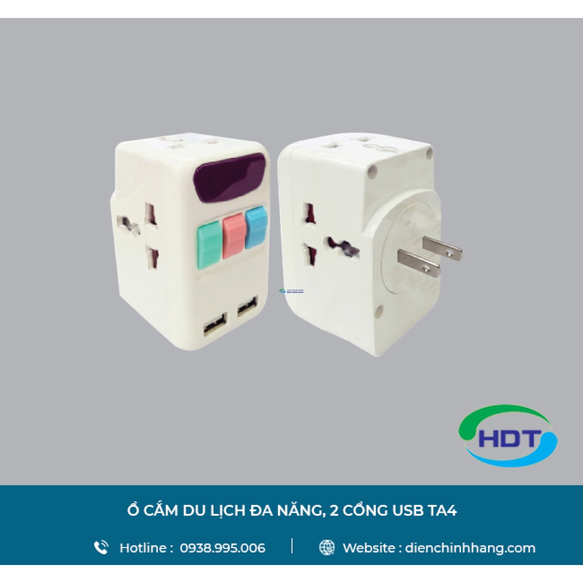 Ổ CẮM DU LỊCH ĐA NĂNG, 2 CỔNG USB TA4