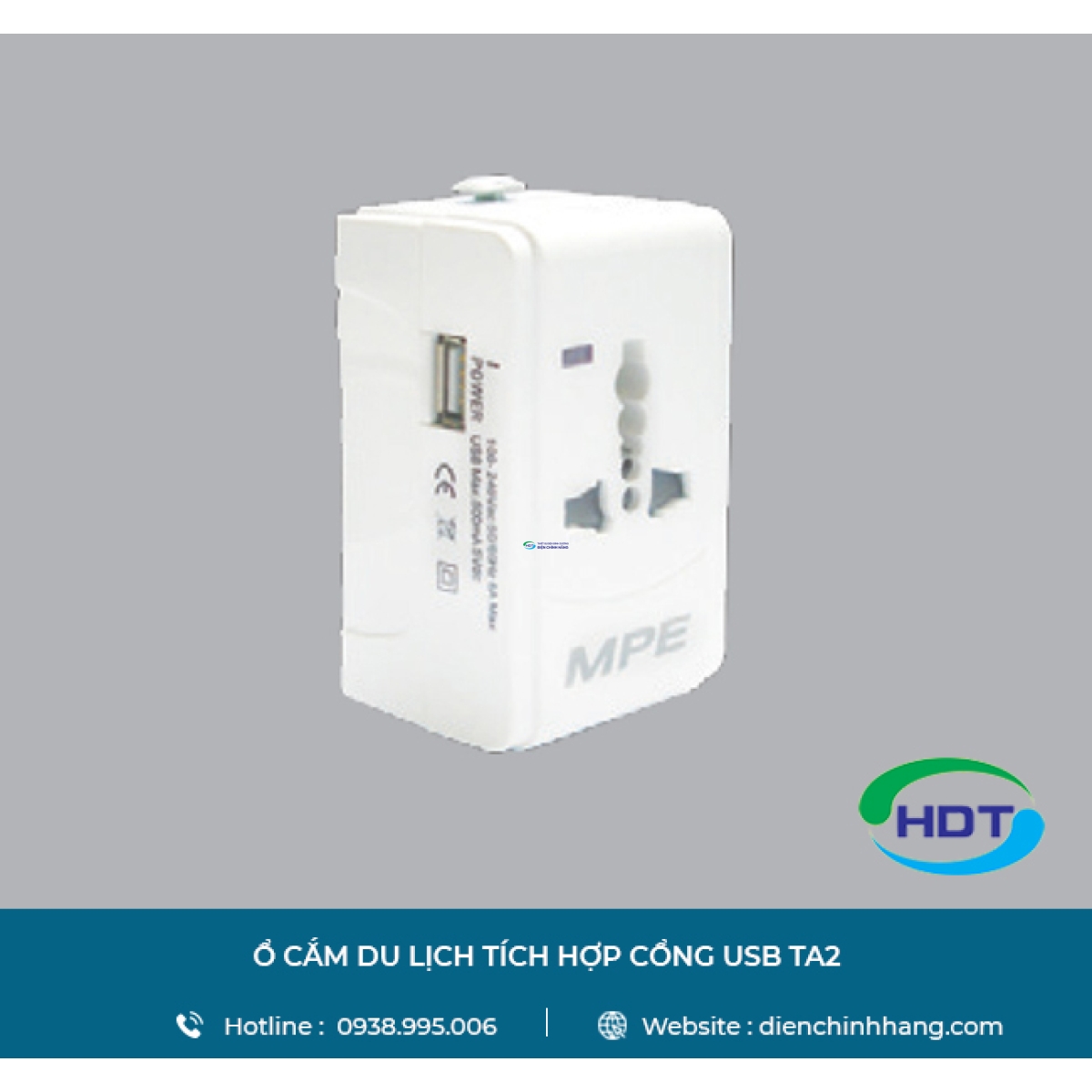 Ổ CẮM DU LỊCH TÍCH HỢP CỔNG USB TA2