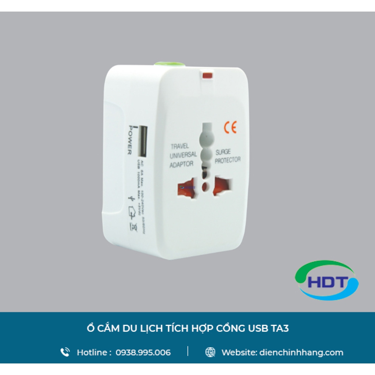 Ổ CẮM DU LỊCH TÍCH HỢP CỔNG USB TA3