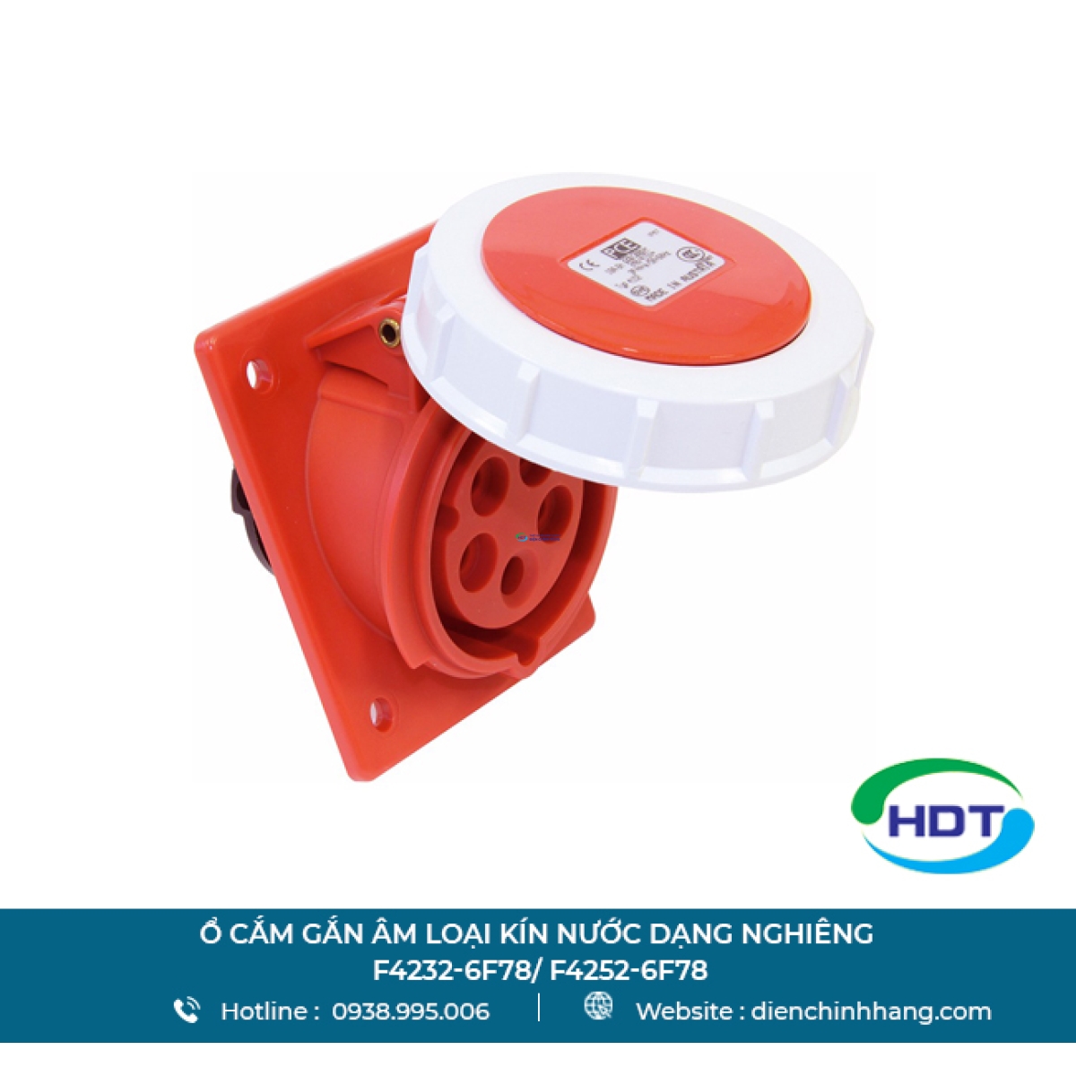 Ổ cắm gắn âm loại kín nước dạng nghiêng PCE F4232-6F78