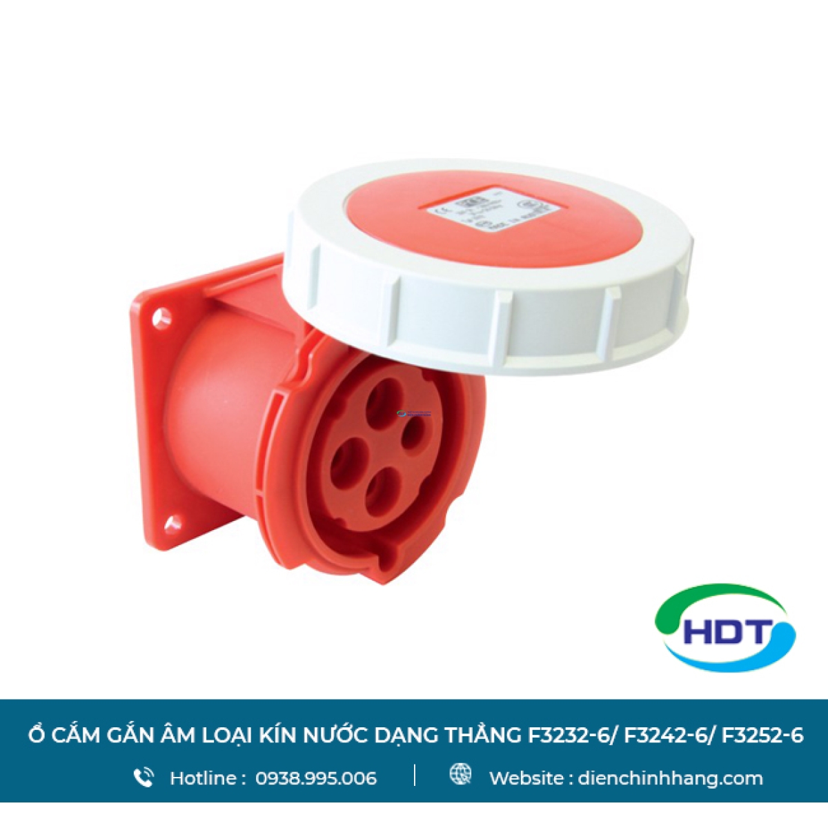 Ổ cắm gắn âm loại kín nước dạng thẳng PCE F3232-6