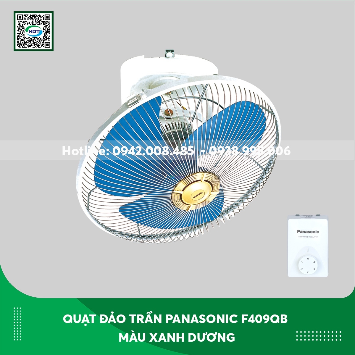Quạt đảo trần Panasonic F409QB màu xanh dương