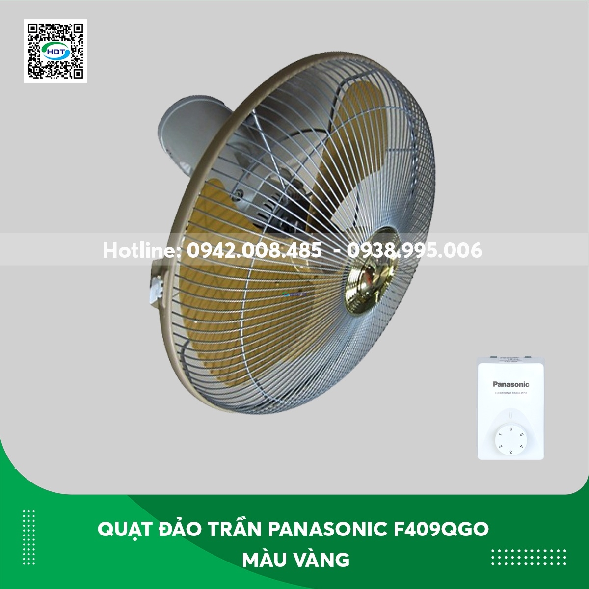 Quạt đảo trần Panasonic F409QGO màu vàng
