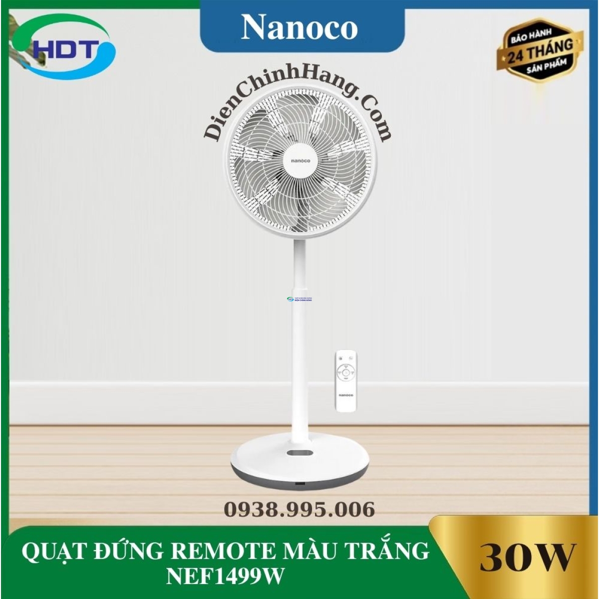 QUẠT ĐỨNG REMOTE MÀU TRẮNG NEF1499W