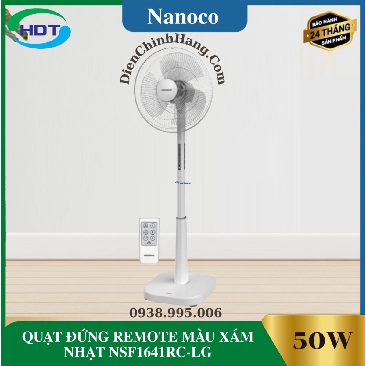 QUẠT ĐỨNG REMOTE MÀU XÁM NHẠT NSF1641RC-LG
