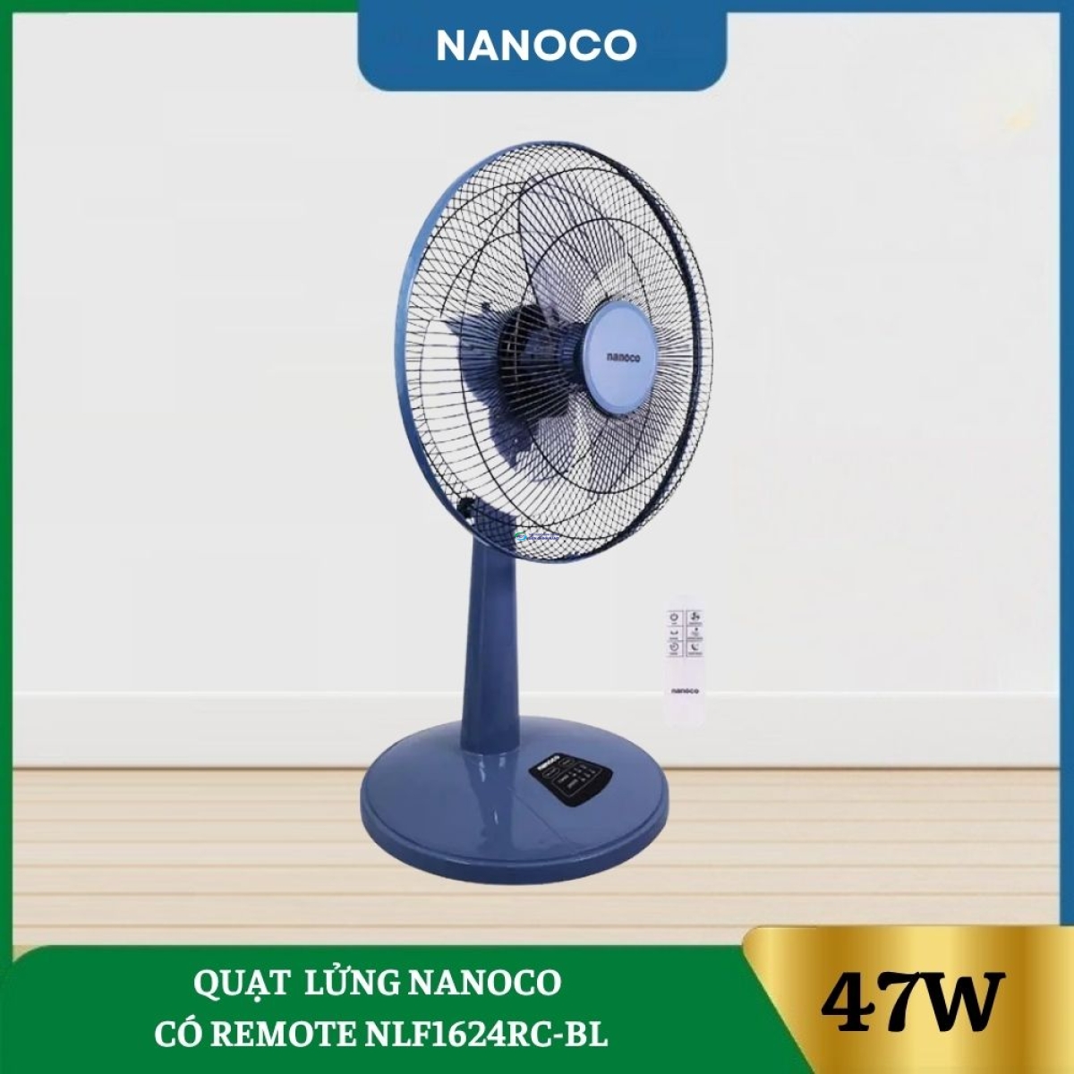 Quạt Lửng Nanoco Có Remote NLF1624RC-BL