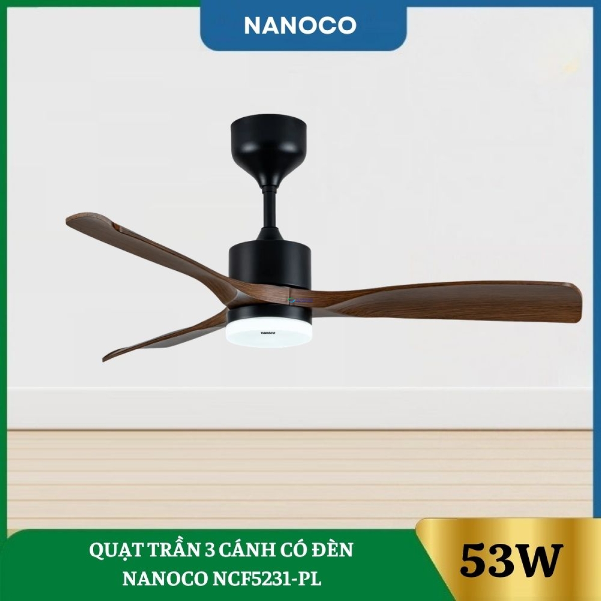 Quạt Trần 3 Cánh Có Đèn Nanoco NCF5231-PL