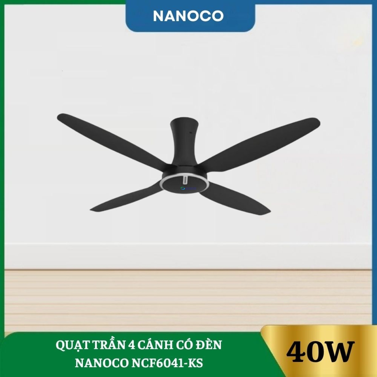 Quạt Trần 4 Cánh Có Đèn Nanoco NCF6041-KS